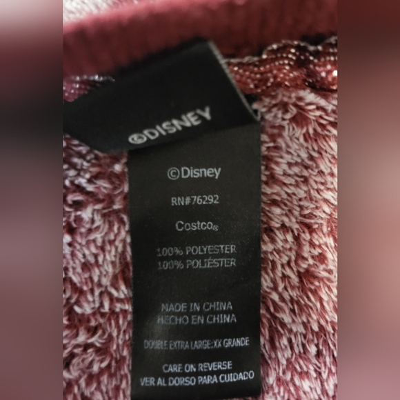 Disney Burgundy  Mickey Mouse Patterned Lounge Wear Terry Sweatshirt - Size L - Picture 5 of 6